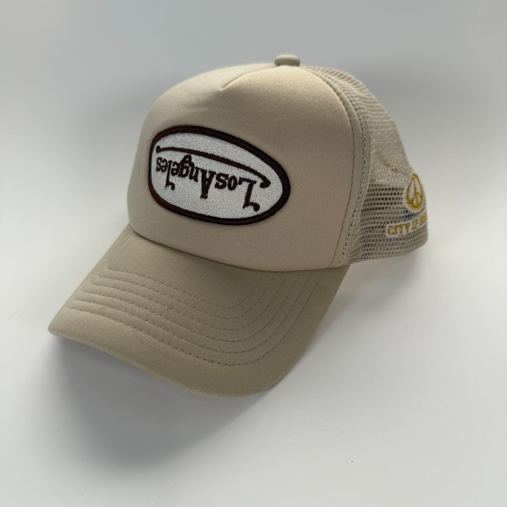 Lidstick Diaries Los Angeles‎ Patch Snapback Trucker Hat Beige City of Dreams